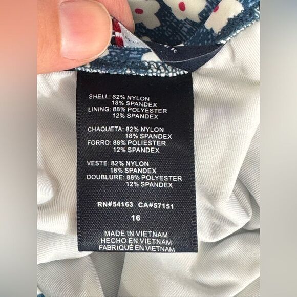 Tommy Hilfiger Blue Raspberry Floral Bandeau One-piece Swimsuit Size 16 NWT - Picture 9 of 9